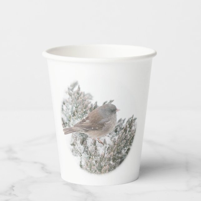 Gobelets En Papier Oiseau En Coupe De Papier Hiver (Recto)