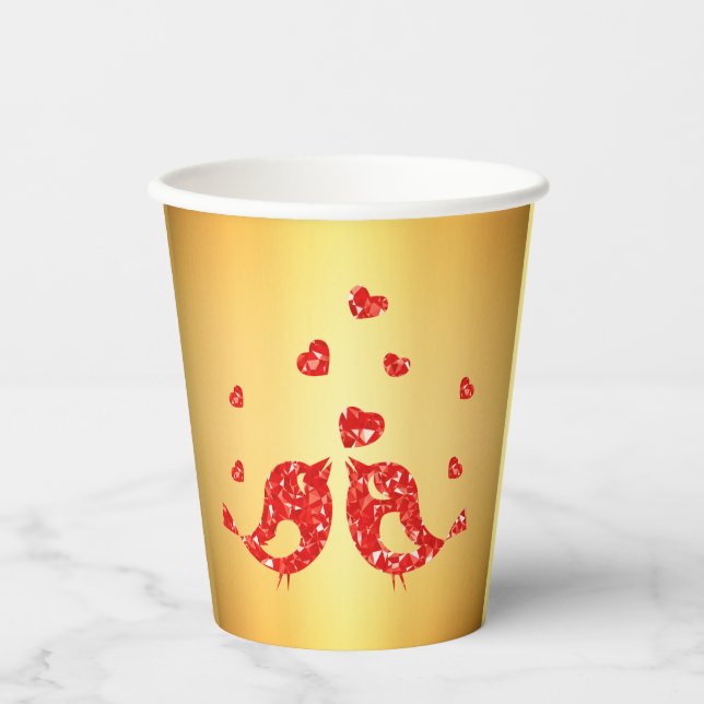 Gobelets En Papier Oiseaux rouges (Recto)