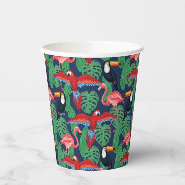 Gobelets En Papier Oiseaux Tropicaux Aux Couleurs Lumineuses (Gauche)