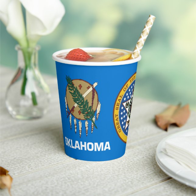 Gobelets En Papier Oklahoman Flag & Seal, Flag of Oklahoma (Insitu)