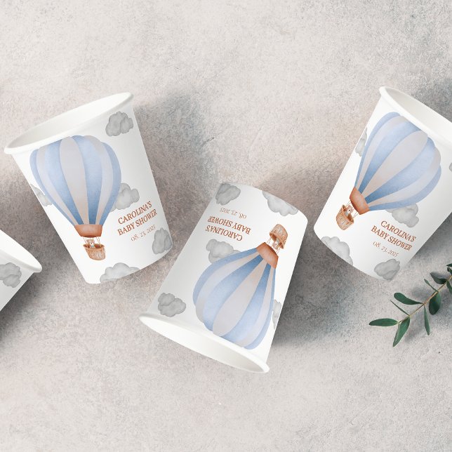 Gobelets En Papier on peut attendre le baby shower de petit garçon (Créateur téléchargé)