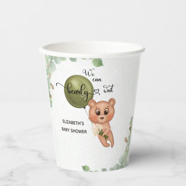 Gobelets En Papier On Peut Attendre Teddy Bear Baby shower (Recto)