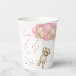 Gobelets En Papier On peut attendre Teddy Bear Baby shower fille