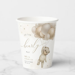 Gobelets En Papier On Peut Attendre Teddy Bear Baby shower Neutre