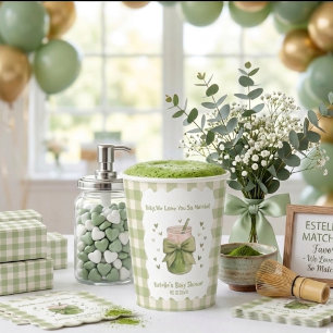 Gobelets En Papier On vous aime tellement Matcha Sip Green Hearts