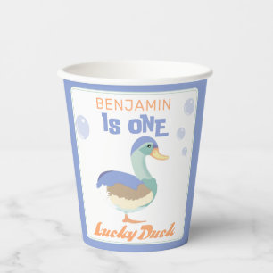Gobelets En Papier One Lucky Duck & Bubbles Premier Anniversaire Pas