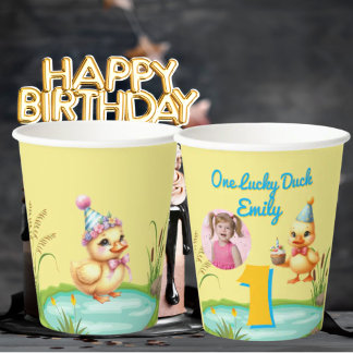 Gobelets En Papier One Lucky Duck Kids Birthday Photo