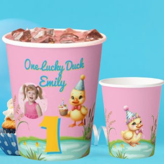 Gobelets En Papier One Lucky Duck Kids Birthday Photo