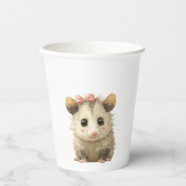 Gobelets En Papier Opossum Birthday • Animal Party Cup (Recto)