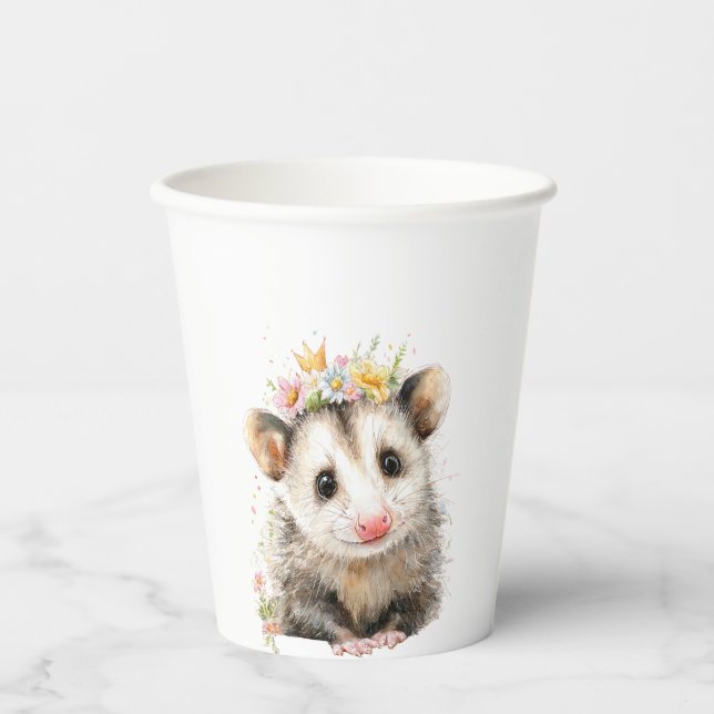 Gobelets En Papier Opossum Birthday • Animal Party Cup (Recto)