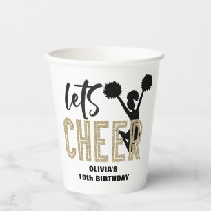 Gobelets En Papier Or et Noir Cheerleading Anniversaire