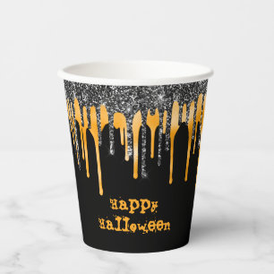 Gobelets En Papier Orange Black Parties scintillant Drivers Halloween