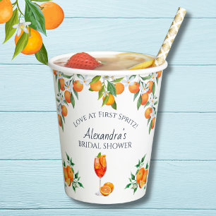Gobelets En Papier Orange Citrus Love au First Spritz Fête des mariée