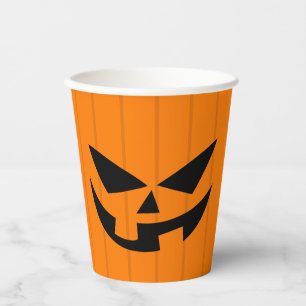 Gobelets En Papier Orange effrayant Jack O'Lantern fête d'Halloween