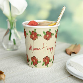 Gobelets En Papier Orange Floral Designer