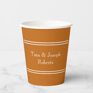 Gobelets En Papier Orange foncé personnalisé avec lignes blanches