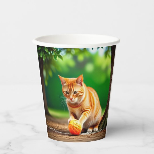 Gobelets En Papier Orange Kitty (Recto)