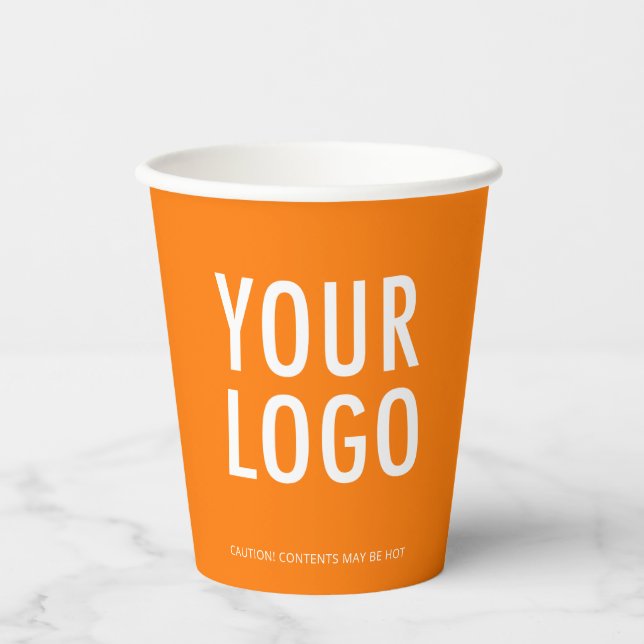 Gobelets en papier orange personnalisés avec logo  (Recto)