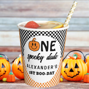 Gobelets En Papier Orange Un Mec Flippant Halloween 1er Anniversaire
