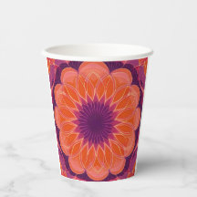 Orange vibrant avec kaléidoscope floral pourpre