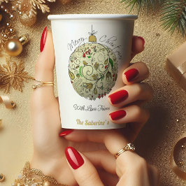 Gobelets En Papier Ornement moderne Elegant Gold Doodle de Noël