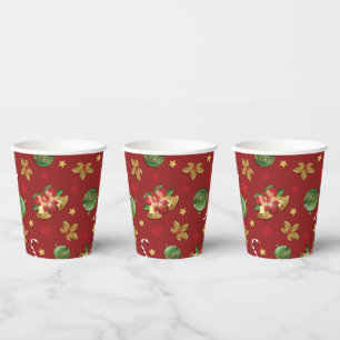 Gobelets En Papier Ornementation de Noël et Motif Sucre de canne