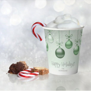 Gobelets En Papier Ornements de Noël Green ID251