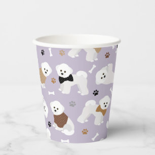 Gobelets En Papier Os et pattes pourpres de Bichon Frise