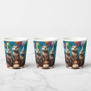 Gobelets En Papier Otter Triplets Anniversaire,