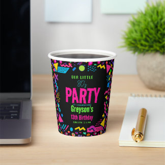 Gobelets En Papier our little Retro Neon 80's Birthday Party