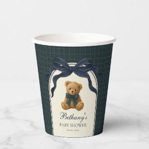 Gobelets En Papier Ours en peluche Polo Navy Bow Carreaux Bébé Garçon