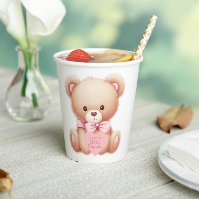 Gobelets En Papier Ours en peluche rose (Insitu)
