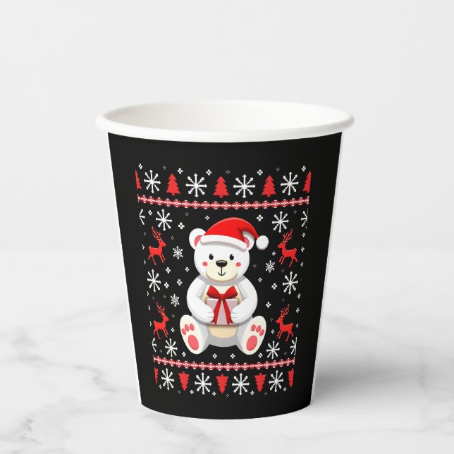 Gobelets En Papier Ours Noël (Recto)