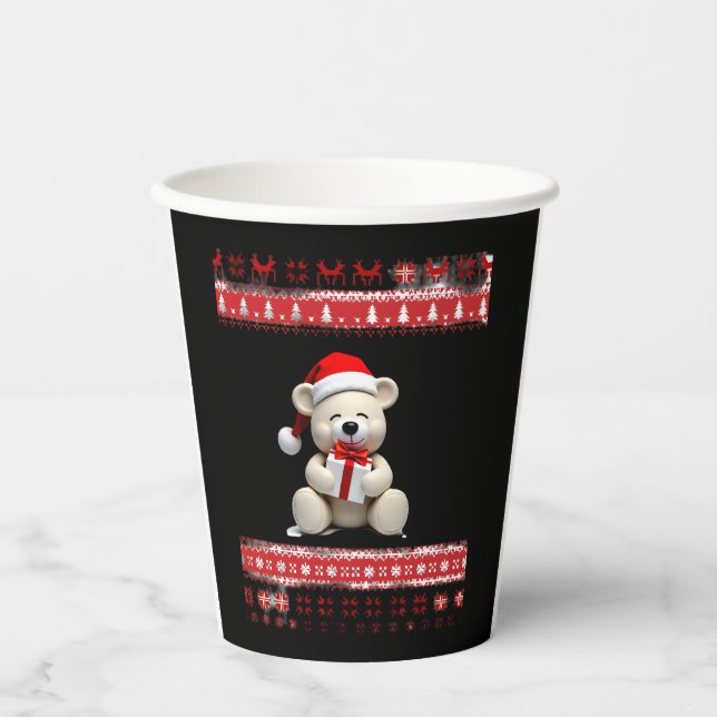 Gobelets En Papier Ours Noël (1) (Recto)