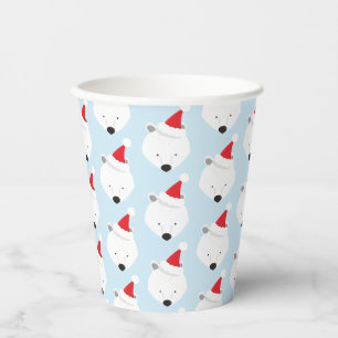Gobelets En Papier Ours polaire Santa Chapeau animal Noël