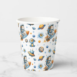 Gobelets En Papier Outer Space Astronaut Cat Festive Galaxy Pattern