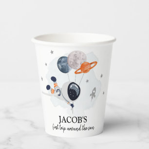 Gobelets En Papier Outer Space Boy 1er Voyage autour du soleil Annive