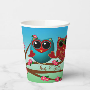 Gobelets En Papier Owl vous aime - Coupes de papier personnalisées