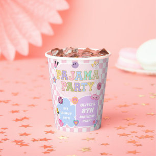 Gobelets En Papier Pajama Party Preppy Varsity Patch Anniversaire