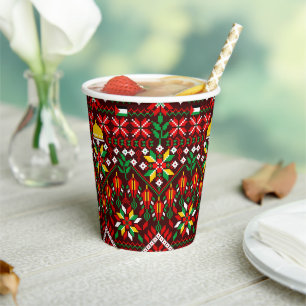 Gobelets En Papier Palestine Tatreez Broderie traditionnelle