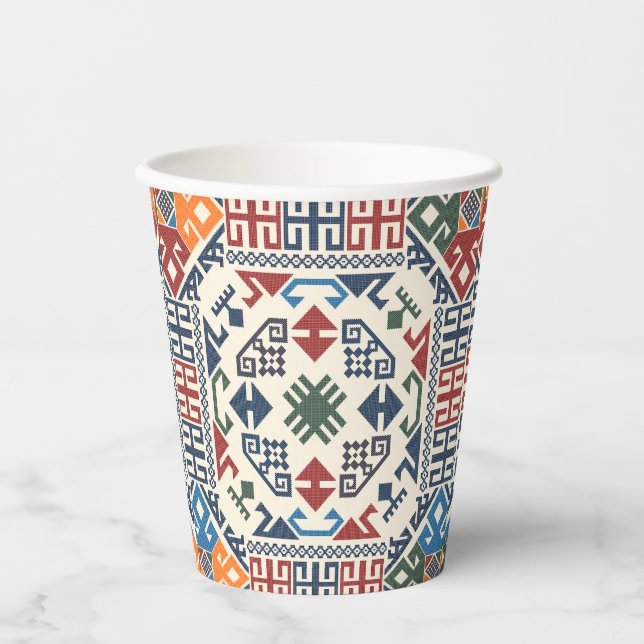 Gobelets En Papier Palestine traditionnelle Broderie tatreez boho (Recto)