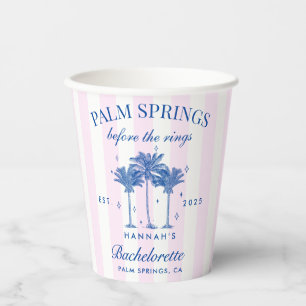 Gobelets En Papier Palm Springs Avant Les Bagues Bleu Bachelorette