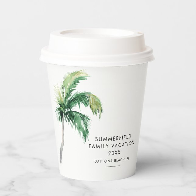 Gobelets En Papier Palm Tree Family Vacances Custom (Recto)
