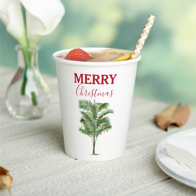 Gobelets En Papier Palmier Tropical Noël Arbre de Noël (Insitu)
