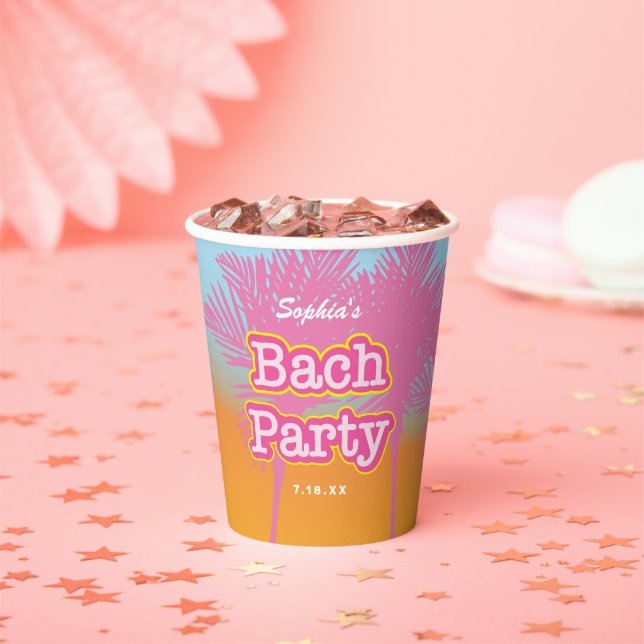 Gobelets En Papier Palmiers roses Bach Party tasse de papier (Insitu)