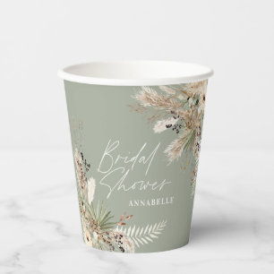Gobelets En Papier Pampas douche nuptiale eucalyptus moderne sauge ve