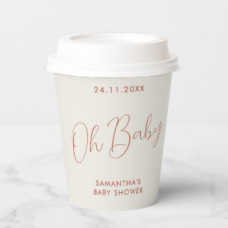 Gobelets En Papier Panneau minimaliste ivoire Oh Baby Shower