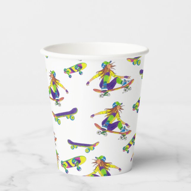 Gobelets En Papier Papier Coupe Skateboard Girl (Recto)