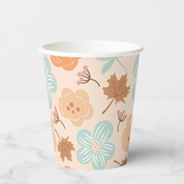 Gobelets En Papier Papier floral automne (Recto)