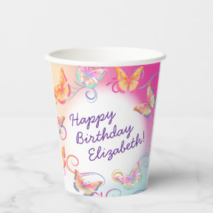 Gobelets En Papier Papillon fête d'anniversaire Enfants colorés